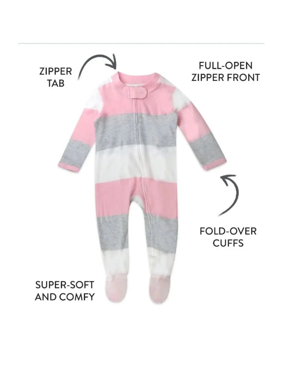 Honest Baby Preemie Organic Cotton Long Sleeve Sleep N Play Footed Pajamas / Str